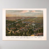 Philadelphia PA Panoramic Map Vintage 1876