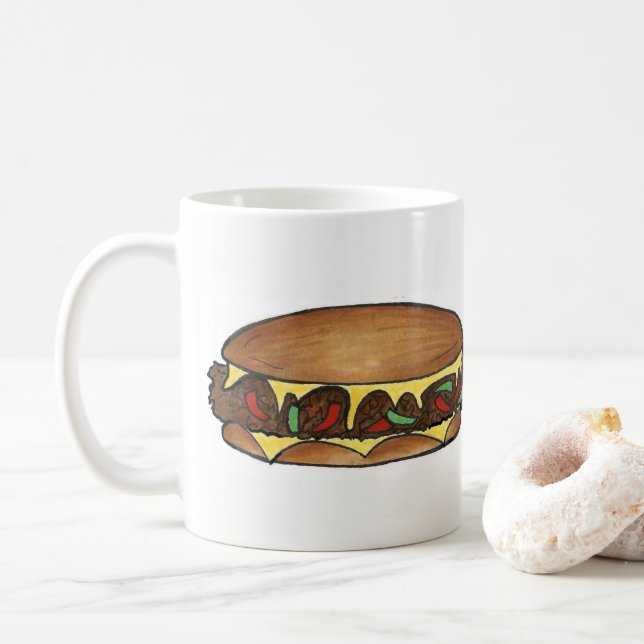 Philadelphia PA Philly Cheese Steak Sandwich Food Coffee Mug (With Donut)