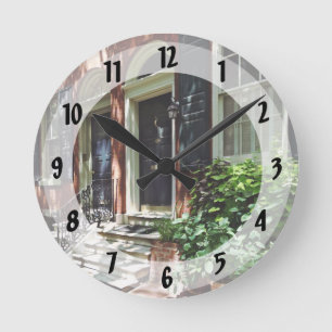 Philadelphia PA - Street in Society Hill Round Clock
