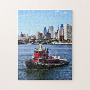 Philadelphia PA - Tugboat by Philadelphia Skyline Jigsaw Puzzle