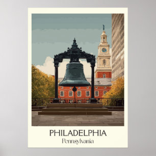 Philadelphia PA Vintage Liberty Bell History Art Poster