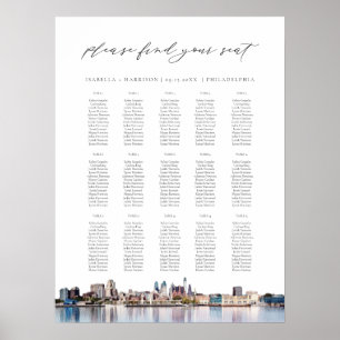 PHILADELPHIA Painted Skyline Wedding Seating Chart