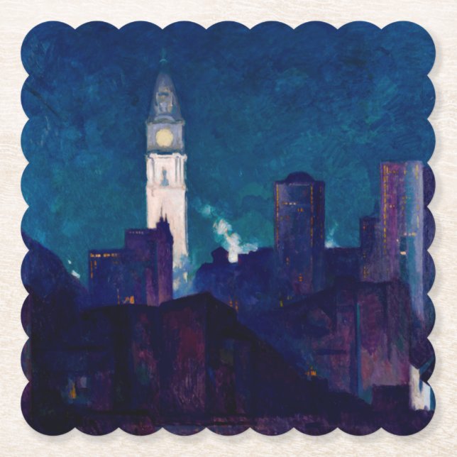 Philadelphia, painting by Hugh Breckenridge Paper Coaster (Front)