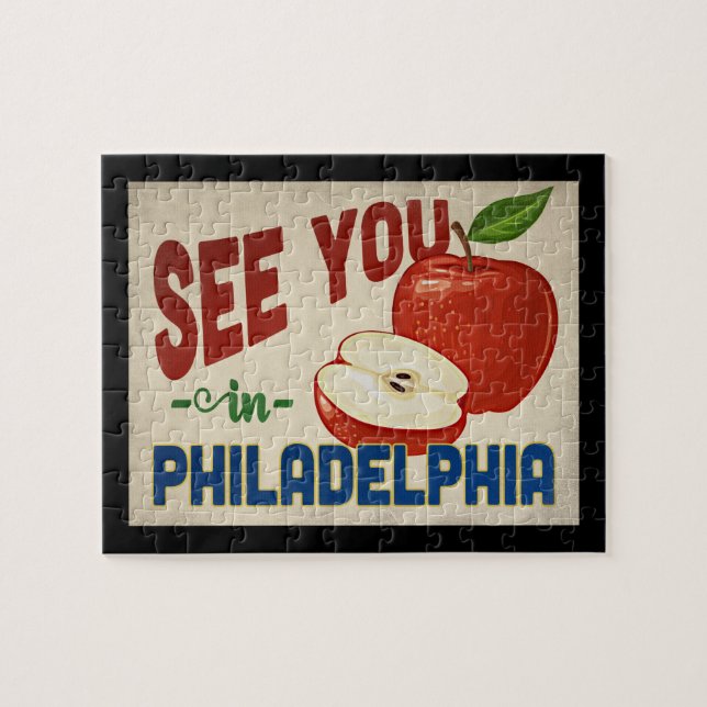 Philadelphia Pennsylvania Apple - Vintage Travel Jigsaw Puzzle (Horizontal)
