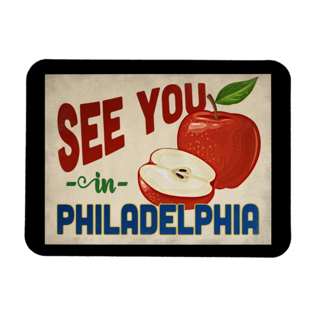Philadelphia Pennsylvania Apple - Vintage Travel Magnet (Horizontal)