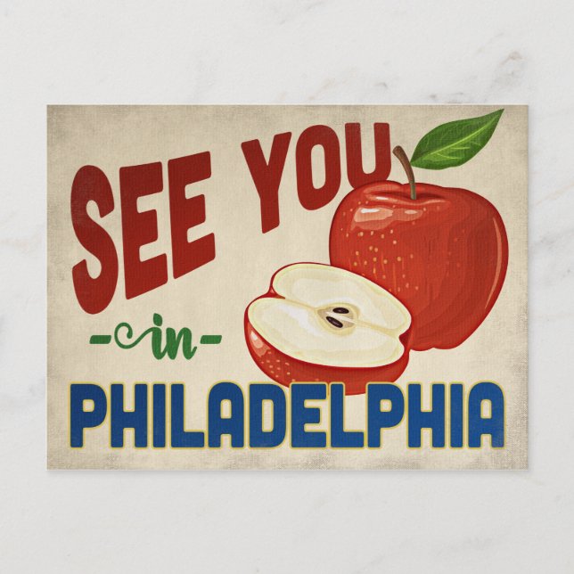 Philadelphia Pennsylvania Apple - Vintage Travel Postcard (Front)