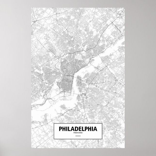 Philadelphia, Pennsylvania (black on white) Poster (Front)
