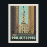 Philadelphia, Pennsylvania | City Hall Postcard<br><div class="desc">Anderson Design Group is an award-winning illustration and design firm in Nashville,  Tennessee. Founder Joel Anderson directs a team of talented artists to create original poster art that looks like classic vintage advertising prints from the 1920s to the 1960s.</div>