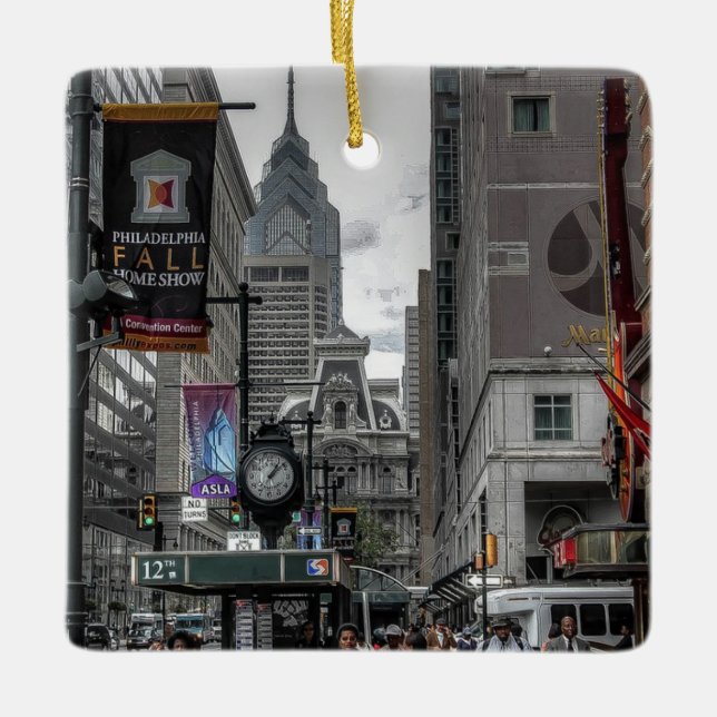 Philadelphia, Pennsylvania City Photo Keepsake Ceramic Ornament (Front)