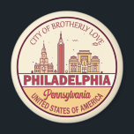 Philadelphia Pennsylvania City Skyline Emblem Magnet<br><div class="desc">Philadelphia minimalist,  colourful art design featuring monuments and landmarks of the city in Pennsylvania.</div>