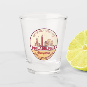 Philadelphia Pennsylvania City Skyline Emblem Shot Glass