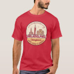 Philadelphia Pennsylvania City Skyline Emblem T-Shirt<br><div class="desc">Philadelphia minimalist,  colourful art design featuring monuments and landmarks of the city in Pennsylvania.</div>