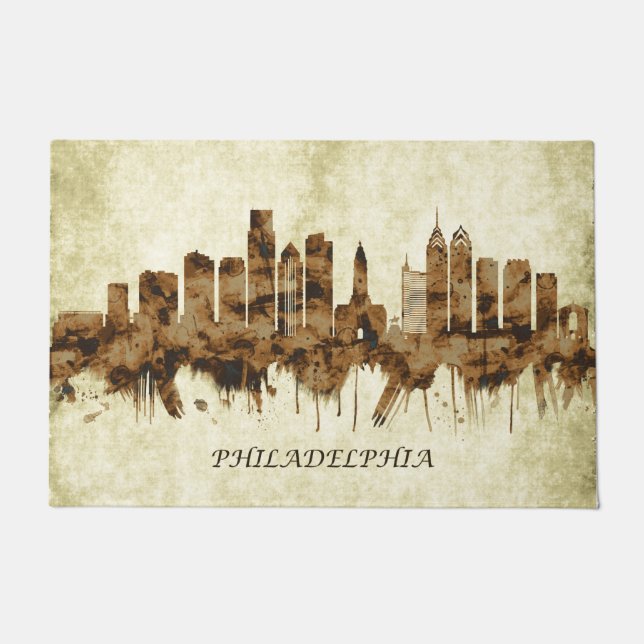 Philadelphia Pennsylvania Cityscape Doormat (Front)