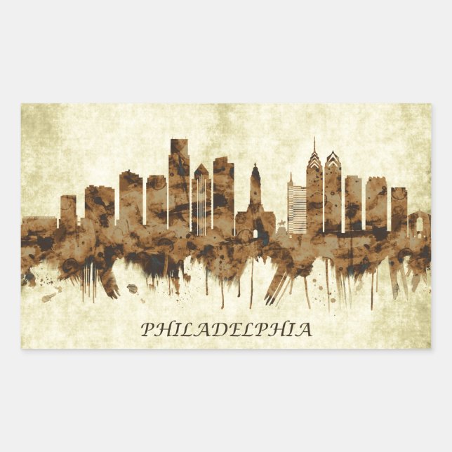 Philadelphia Pennsylvania Cityscape Rectangular Sticker (Front)