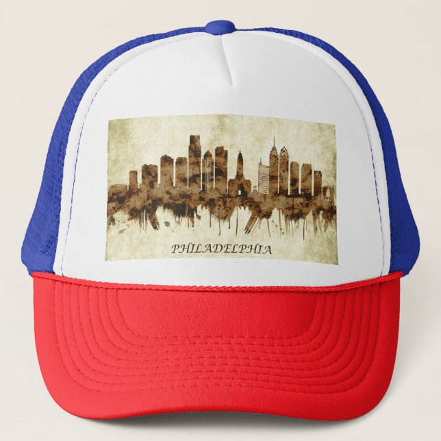 Philadelphia Pennsylvania Cityscape Trucker Hat (Front)