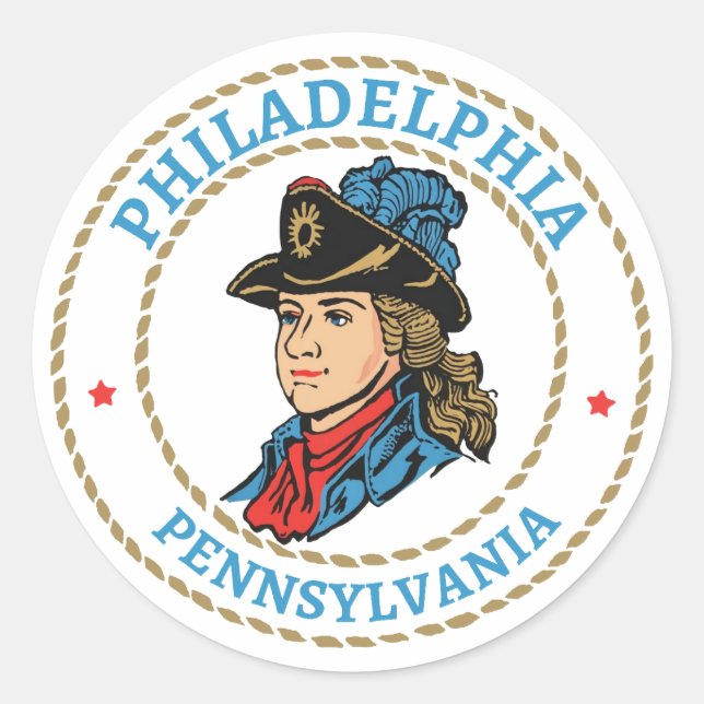 Philadelphia Pennsylvania Colonial Classic Round Sticker (Front)