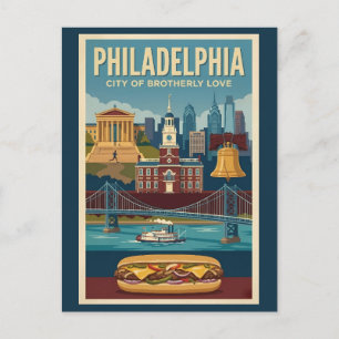 Philadelphia Pennsylvania Culture Illustration Art Postcard