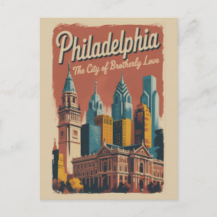 Philadelphia Pennsylvania Illustration Travel Art Postcard