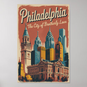 Philadelphia Pennsylvania Illustration Travel Art Poster