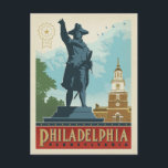 Philadelphia, Pennsylvania | Independence Hall Postcard<br><div class="desc">Anderson Design Group is an award-winning illustration and design firm in Nashville,  Tennessee. Founder Joel Anderson directs a team of talented artists to create original poster art that looks like classic vintage advertising prints from the 1920s to the 1960s.</div>