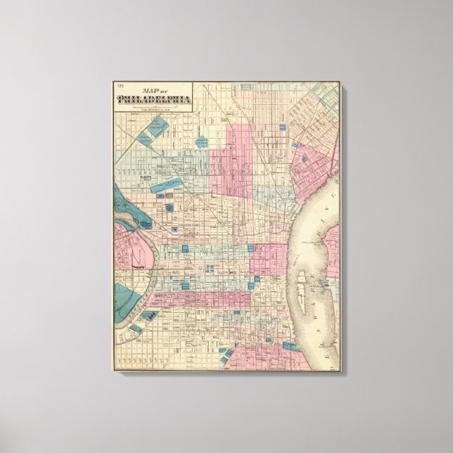 Philadelphia, Pennsylvania Map Canvas Print (Front)