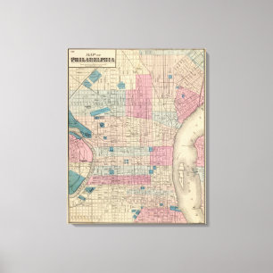 Philadelphia, Pennsylvania Map Canvas Print