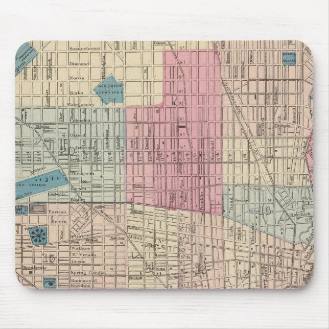 Philadelphia, Pennsylvania Map Mouse Mat (Front)