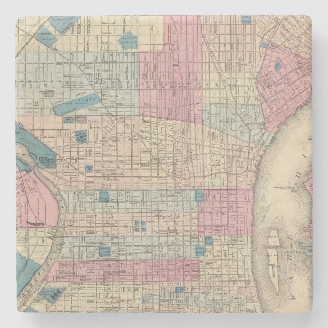Philadelphia, Pennsylvania Map Stone Coaster (Front)