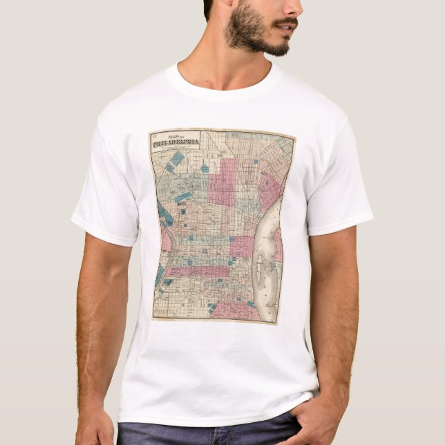 Philadelphia, Pennsylvania Map T-Shirt (Front)
