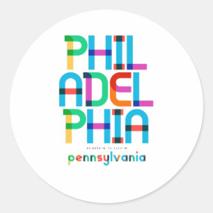 Philadelphia Pennsylvania Mid Century, Pop Art, Classic Round Sticker