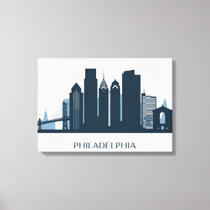 Philadelphia, Pennsylvania   Monochromatic City Canvas Print