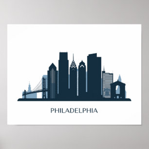 Philadelphia, Pennsylvania Monochromatic City Poster