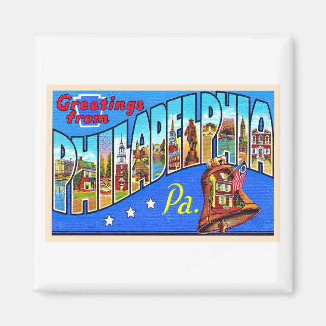 Philadelphia Pennsylvania PA Large Letter Postcard Magnet (Front)