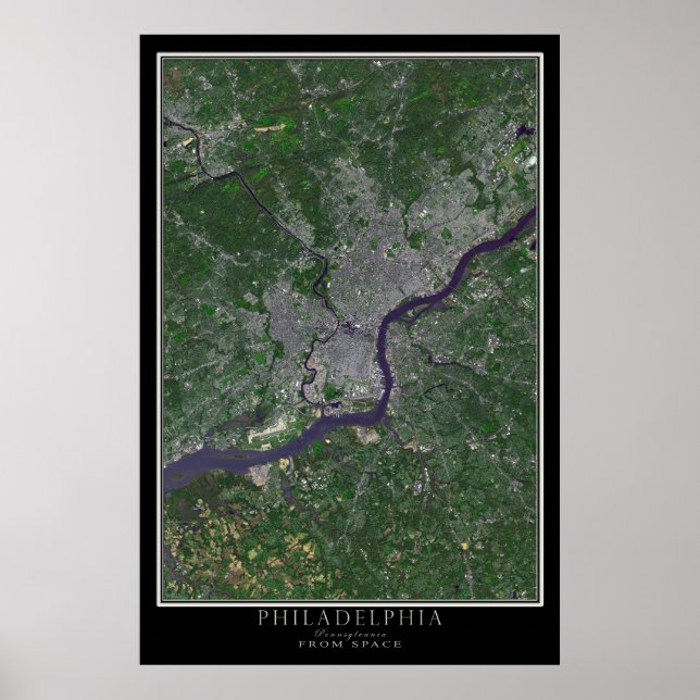 Philadelphia Pennsylvania Satellite Poster Map (Front)