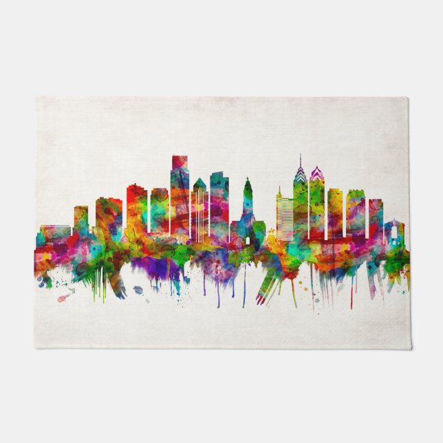 Philadelphia Pennsylvania Skyline Doormat (Front)
