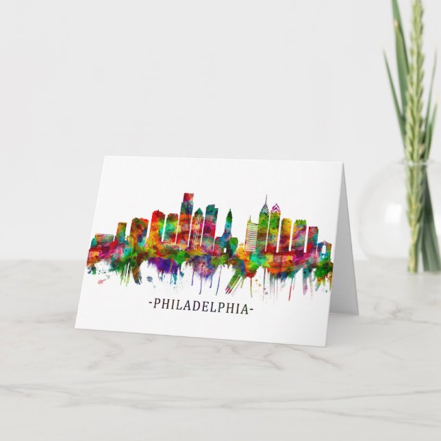 Philadelphia Pennsylvania Skyline Holiday Card (Front)
