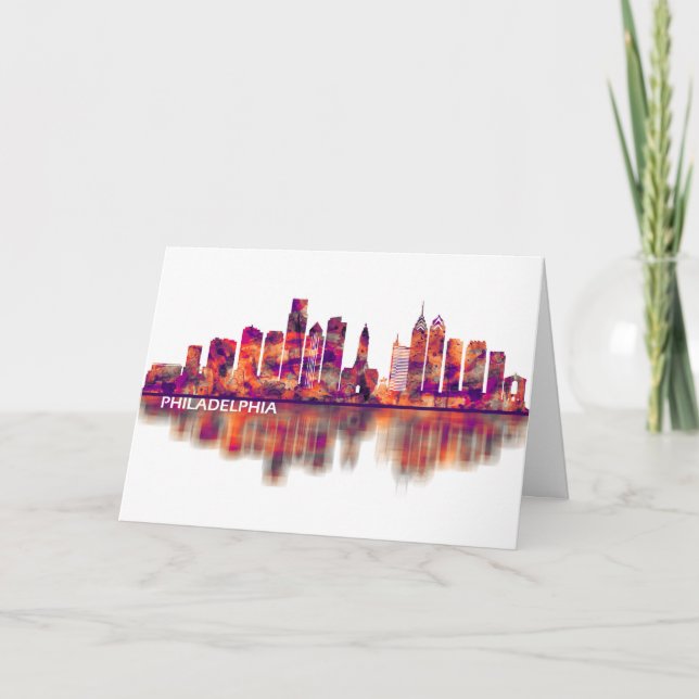 Philadelphia Pennsylvania Skyline Holiday Card (Front)
