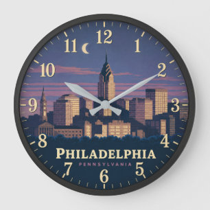 Philadelphia Pennsylvania Skyline Large Clock