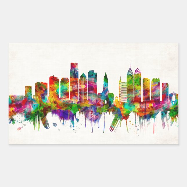 Philadelphia Pennsylvania Skyline Rectangular Sticker (Front)