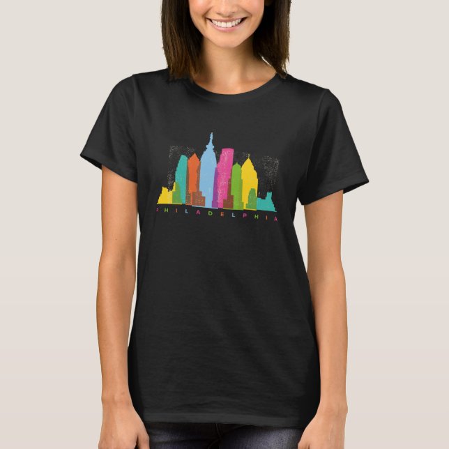 Philadelphia Pennsylvania Skyline Silhouette Outli T-Shirt (Front)