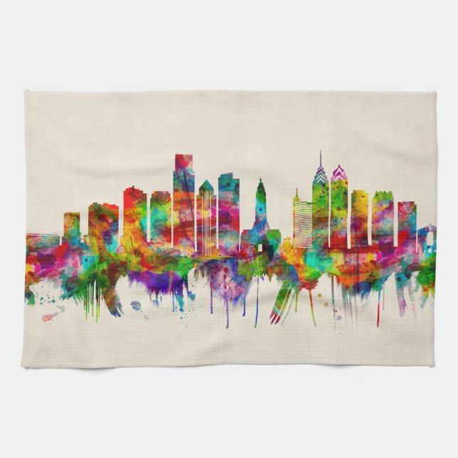 Philadelphia Pennsylvania Skyline Tea Towel (Horizontal)