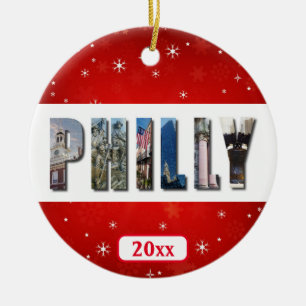 Philadelphia Pennsylvania Travel Photo Christmas Ceramic Tree Decoration