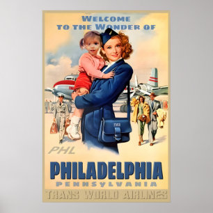 Philadelphia Pennsylvania TWA Airlines Audrey Poster