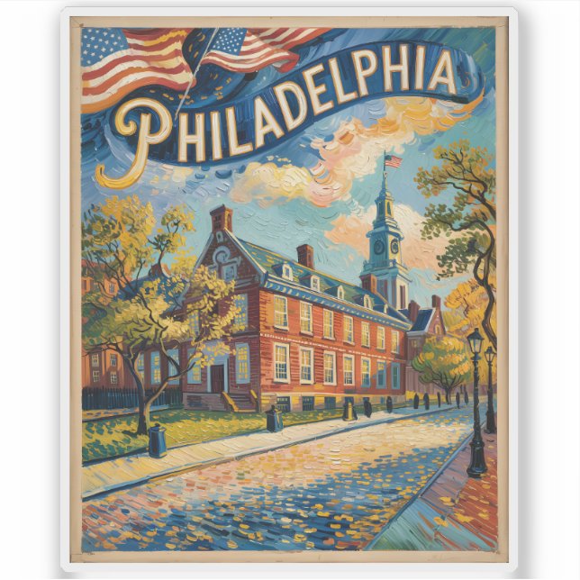 Philadelphia Pennsylvania US Retro Van Gogh Travel (Front)