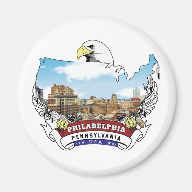 Philadelphia, Pennsylvania USA Bald Eagle Magnet (Front)