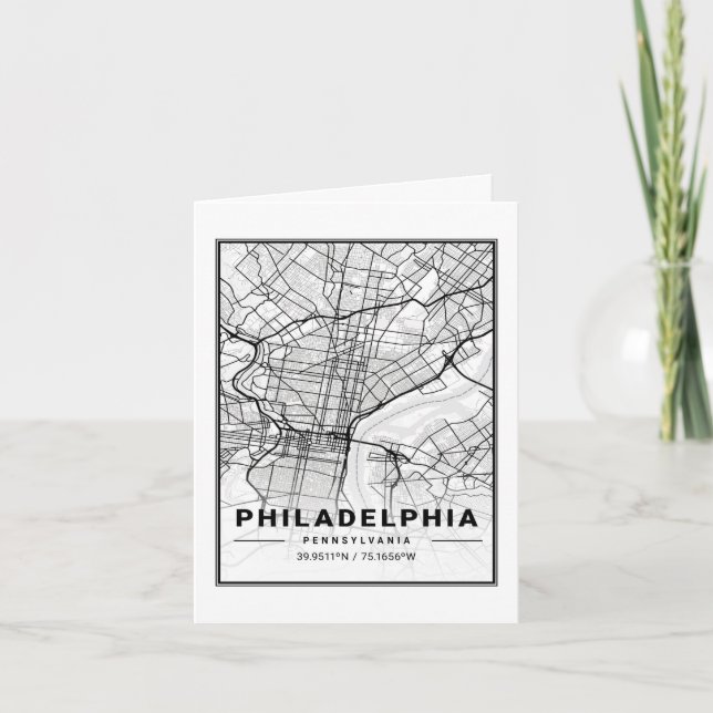 Philadelphia Pennsylvania USA Travel City Map Card (Front)