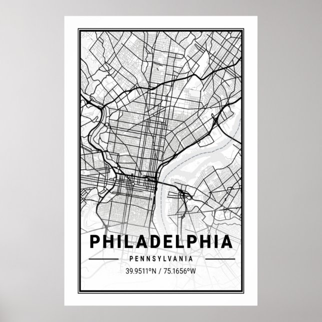 Philadelphia Pennsylvania USA Travel City Map Poster (Front)