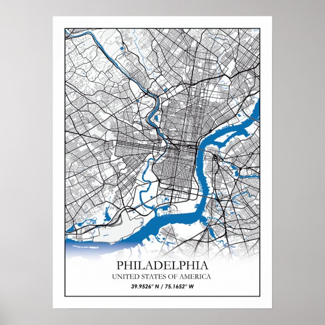 Philadelphia Pennsylvania USA Travel City Map Poster (Front)