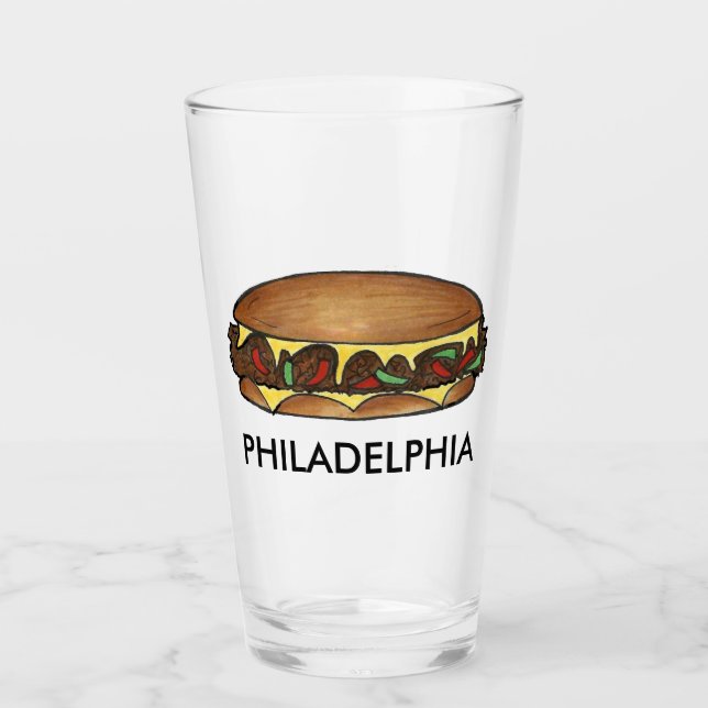 Philadelphia Philly PA Cheesesteak Steak Sandwich Glass (Front)