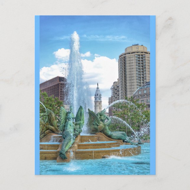 Philadelphia Postcard-City Hall-Swann Fountain Postcard (Front)